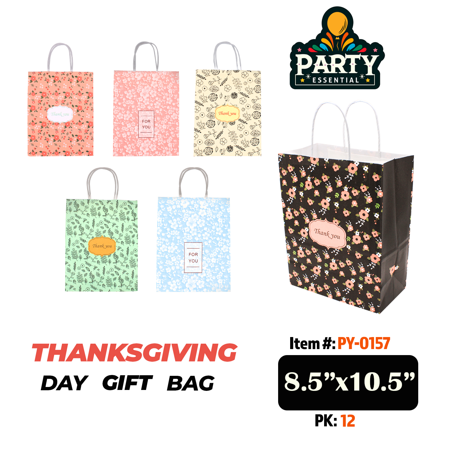 8.5"x10.5"X4" Thanksgiving Day Gift Bag